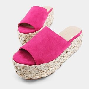 Shu Shop Magenta Suede Woven Platform Sandals Size 10